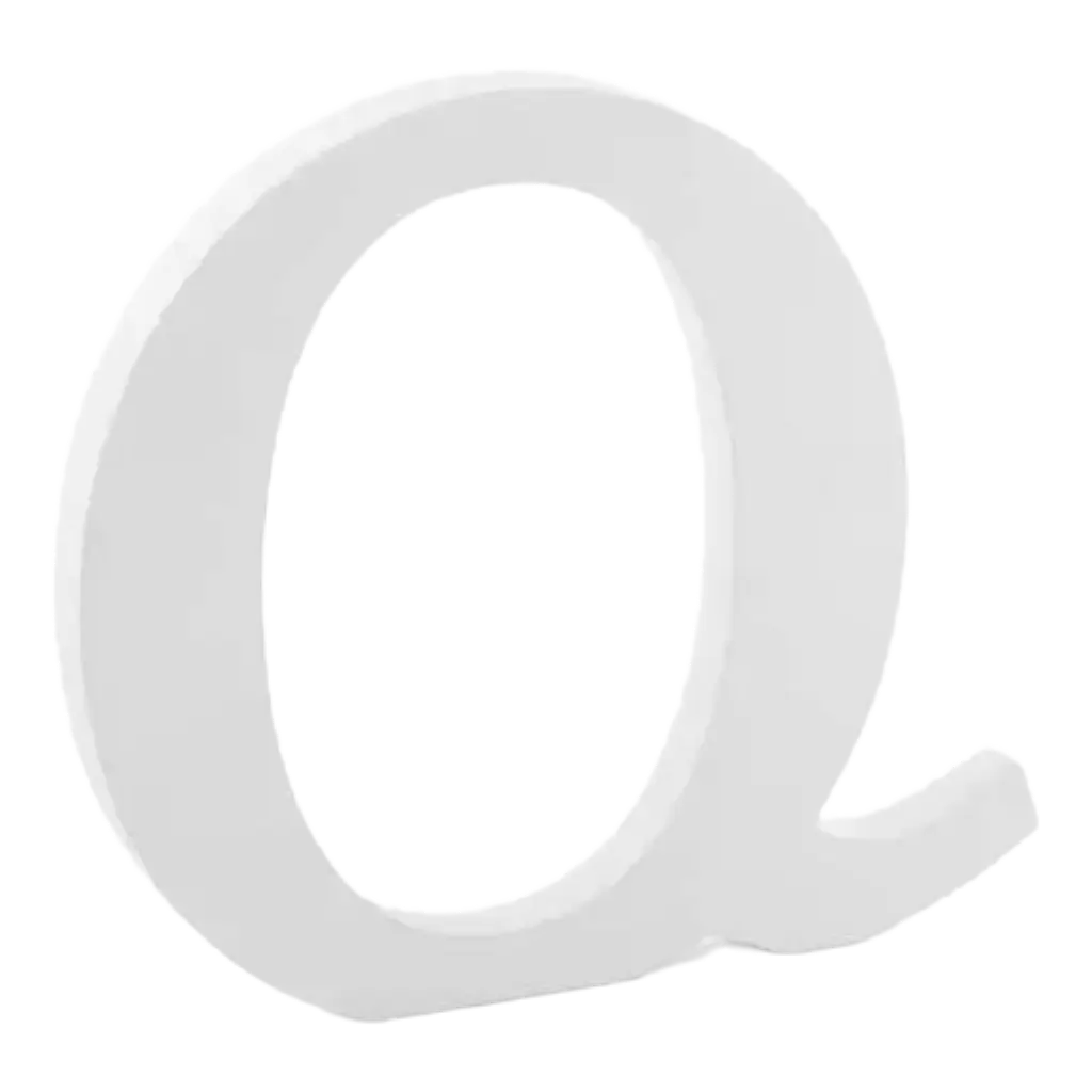 Letter Q in White Wood