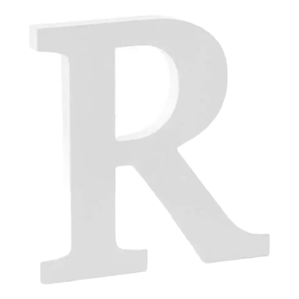 Letter R in White Wood