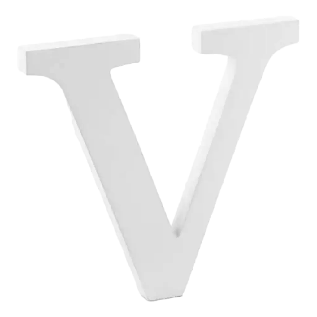 Letter V in White Wood