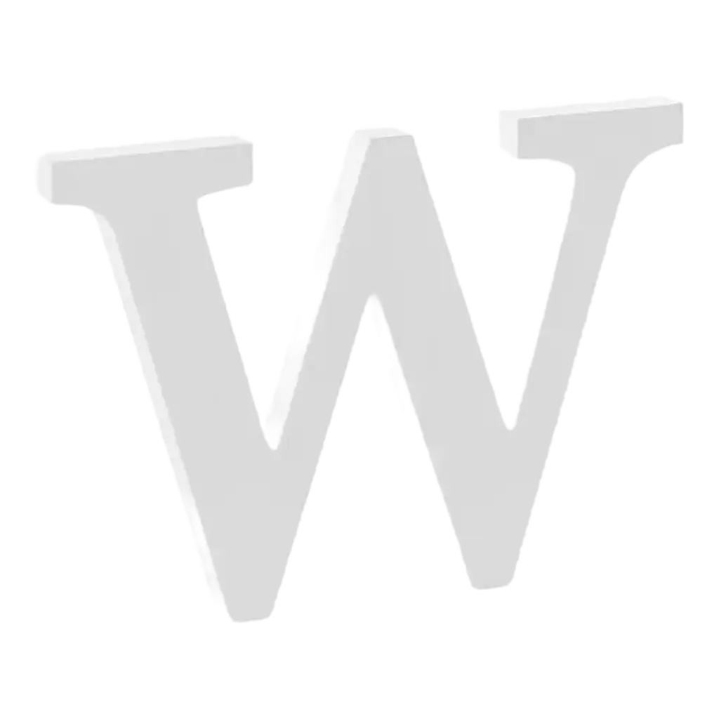 Letter W in White Wood