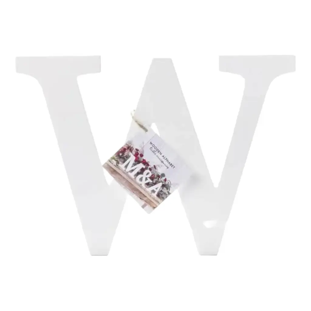 Letter W in White Wood