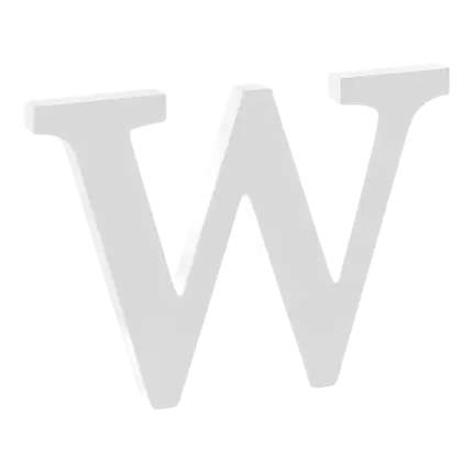 Letter W in White Wood