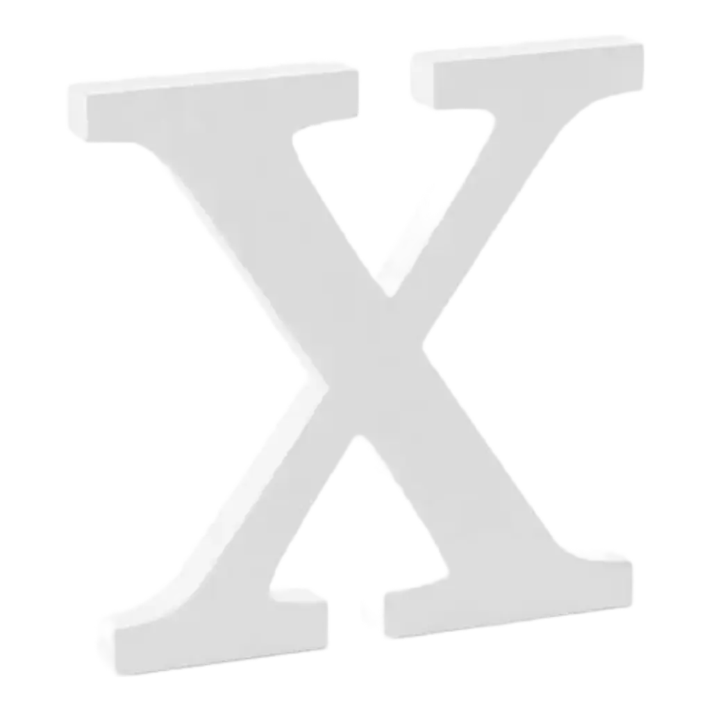 Letter X in White Wood