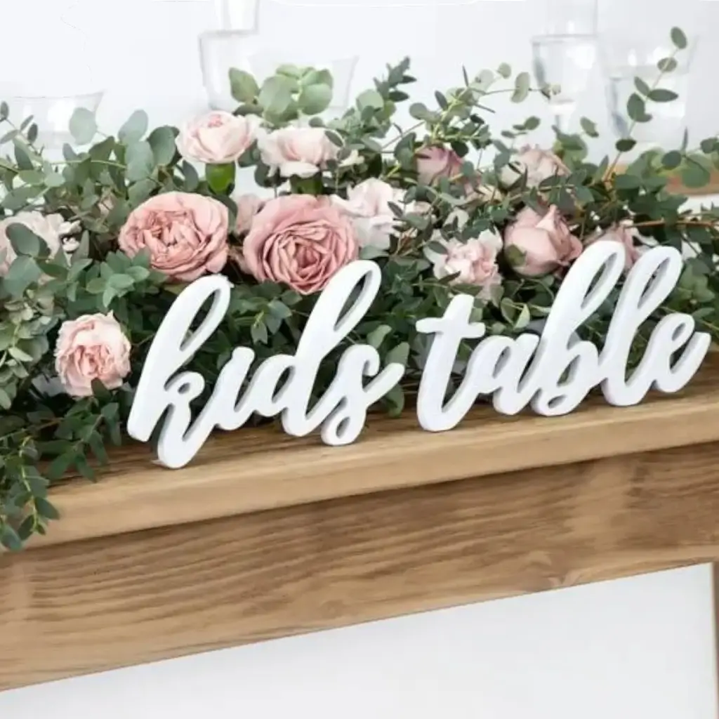 Kids Table" letters White