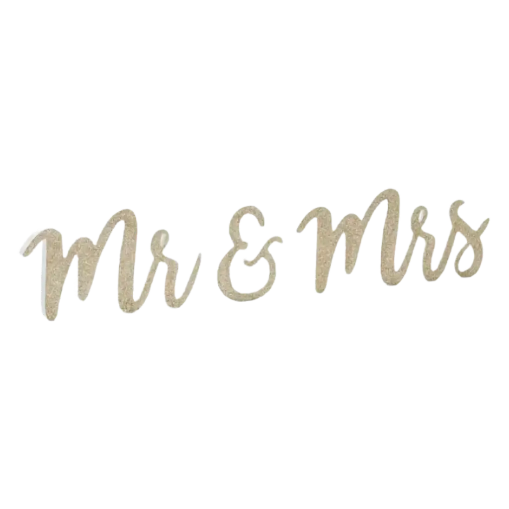 Mr & Mrs" letters Brilliant Gold