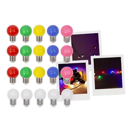 PACK 20 MULTICOLOURED LED BULBS
