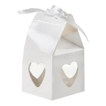 White heart-shaped wedding favours box - Set of 4