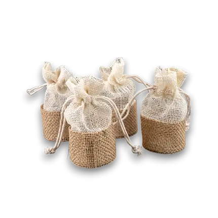 Ballotin Aumônière Ivoire/Kraft - Set of 4