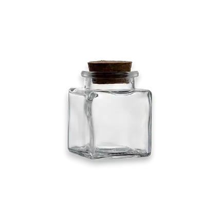 Square glass jar - 4 x 4 x 6 cm