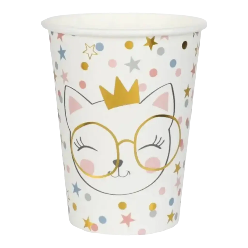 White paper cup "Kitty Party" - Set of 10