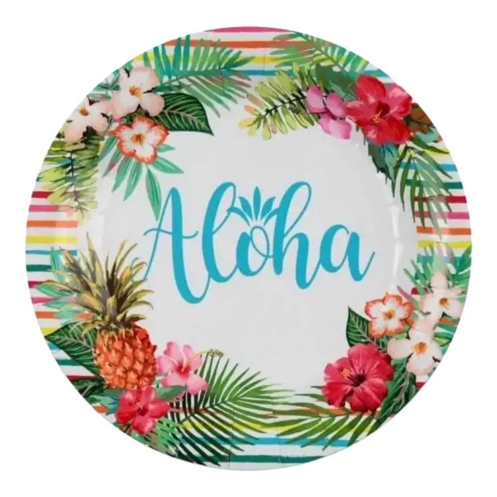 Paper plate "Aloha" ø23cm - Set of 10