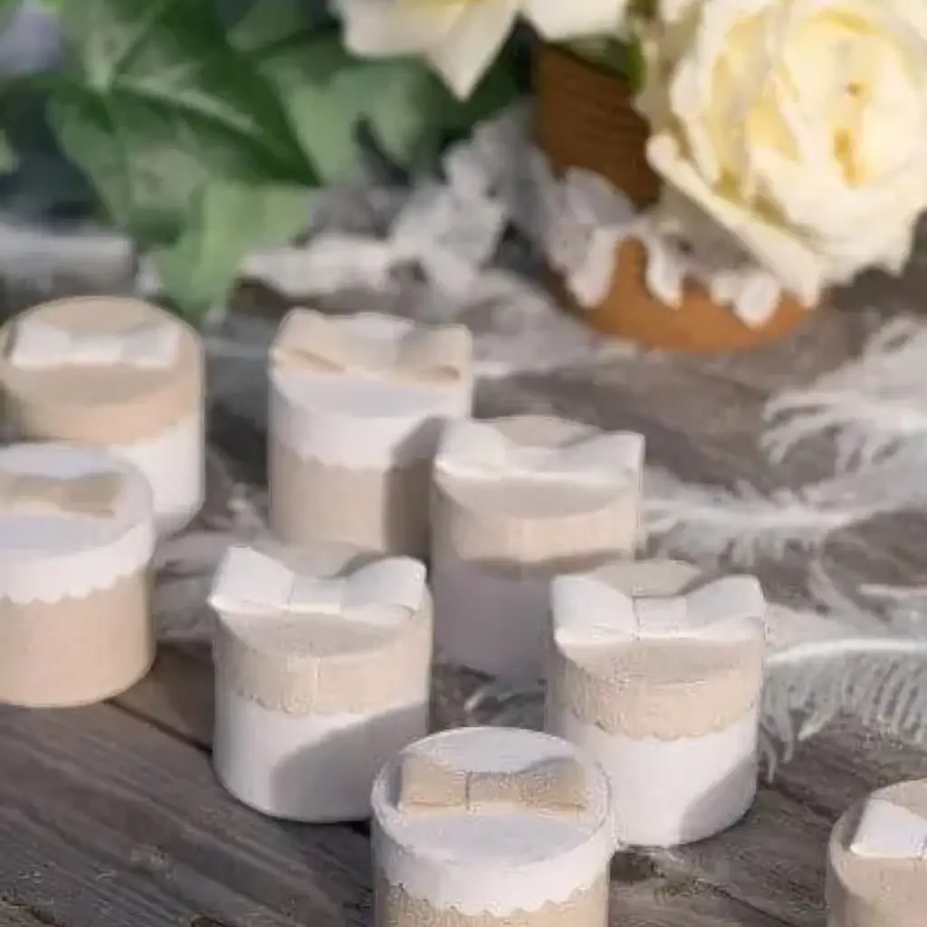 Round pink box - ø 5 x 5 cm - Set of 4