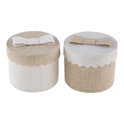 Round Jute Box - ø 5 x 5 cm - Set of 4