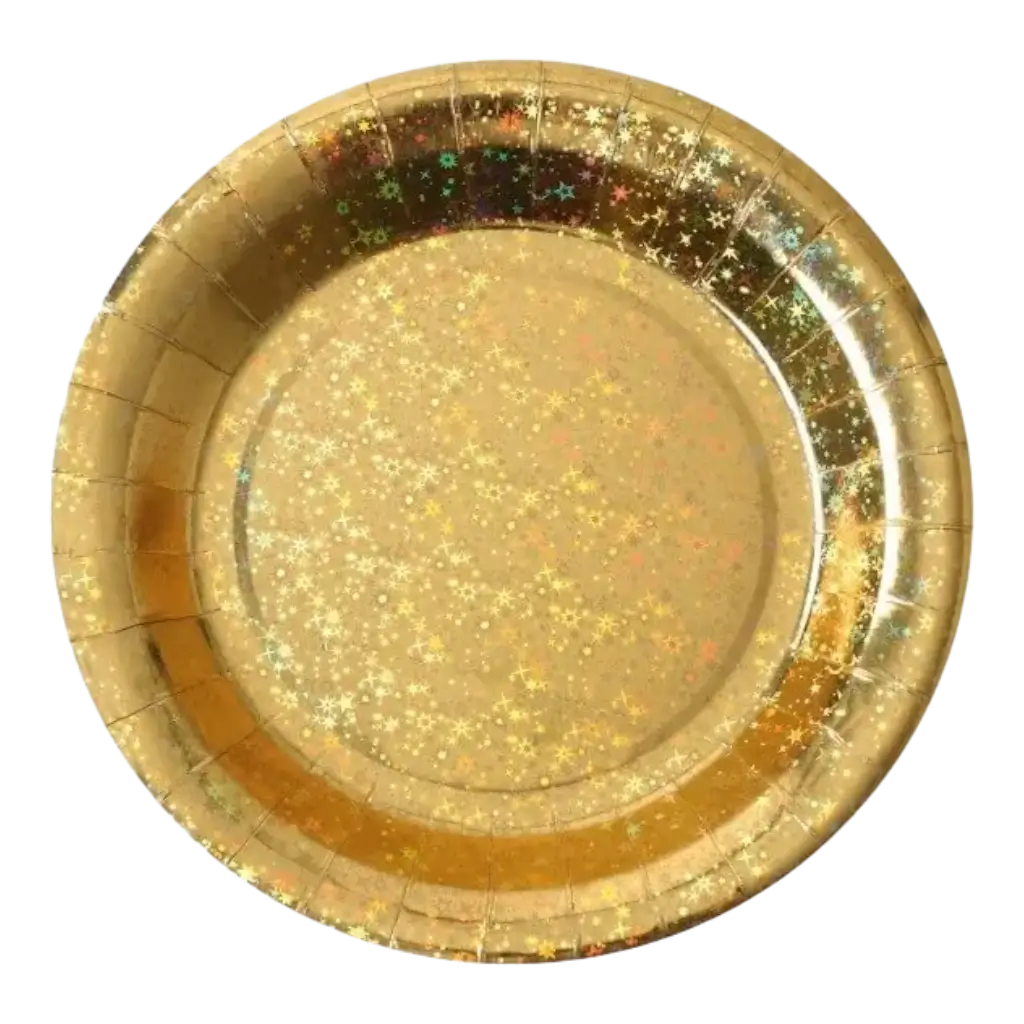 Gold Sparkling Paper Plate - ø22.5cm - Set of 10