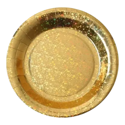 Gold Sparkling Paper Plate - ø22.5cm - Set of 10