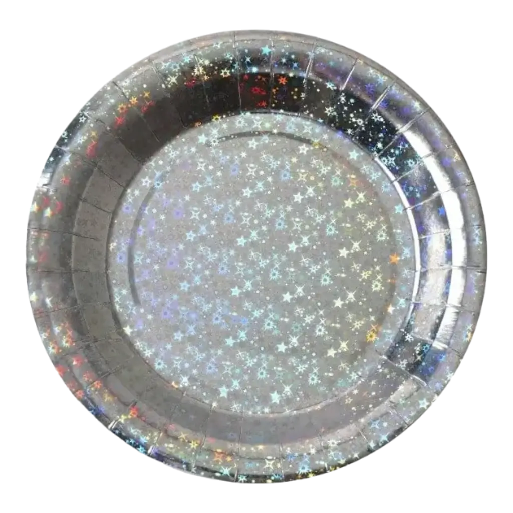 Silver Sparkling Paper Plate - ø22.5cm - Set of 10
