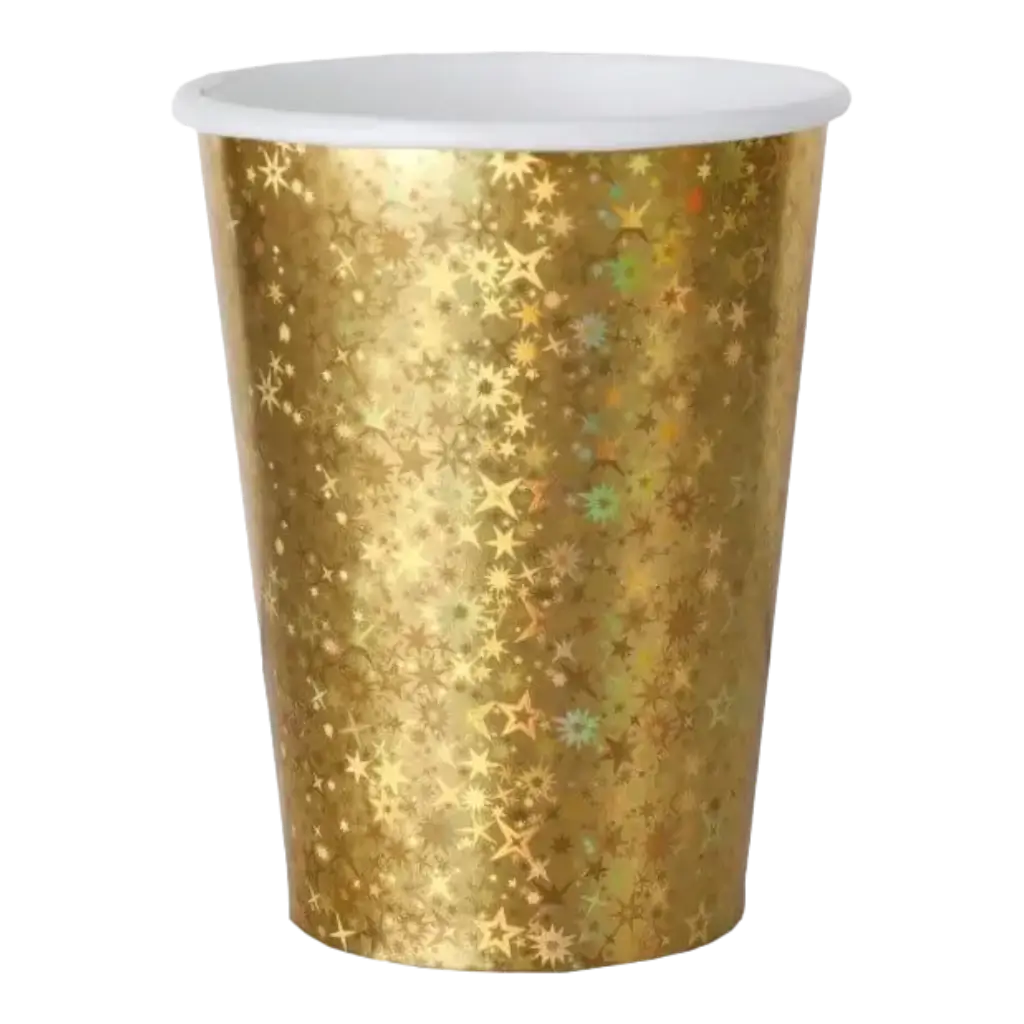 Gold Sparkling Paper Cup - Set of 10