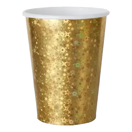 Gold Sparkling Paper Cup - Set of 10
