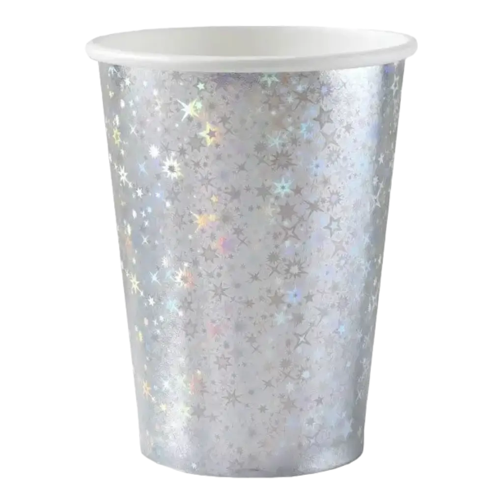 Silver Sparkling Paper Cup - Set of 10