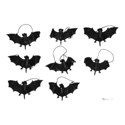 Pack of 8 Halloween Bats - 8cm