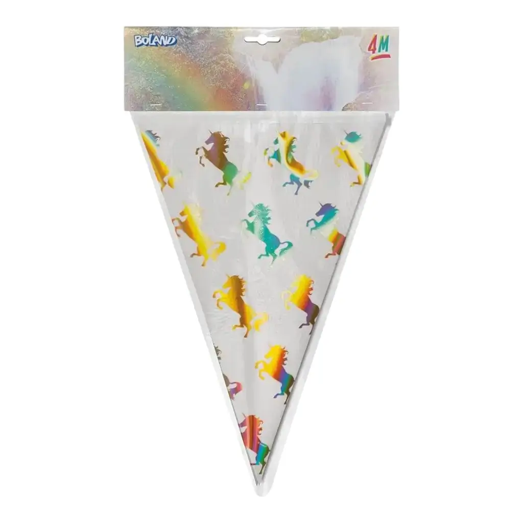 White and gold unicorn pennant garland