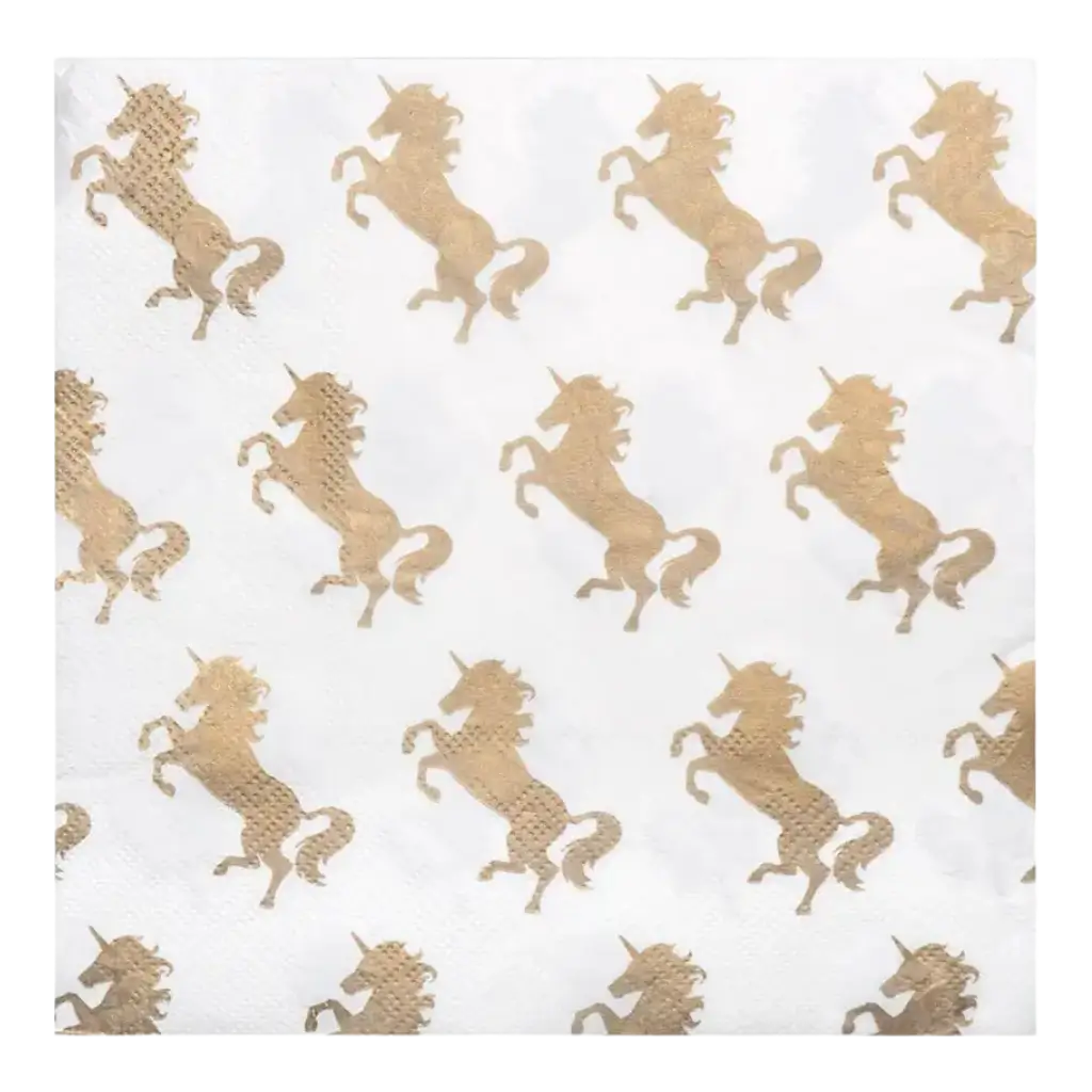 White and gold unicorn paper towels (set of 20)