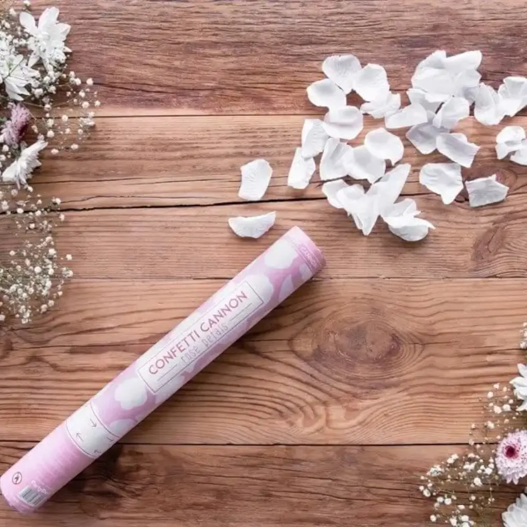40cm confetti cannon pink petals white