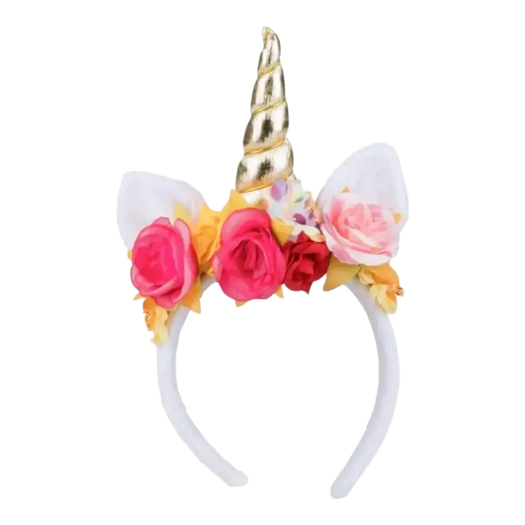 Unicorn Headband with Pink Flowers
