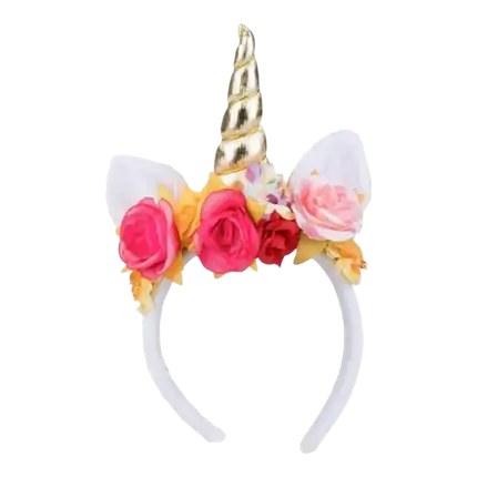 Unicorn Headband with Pink Flowers