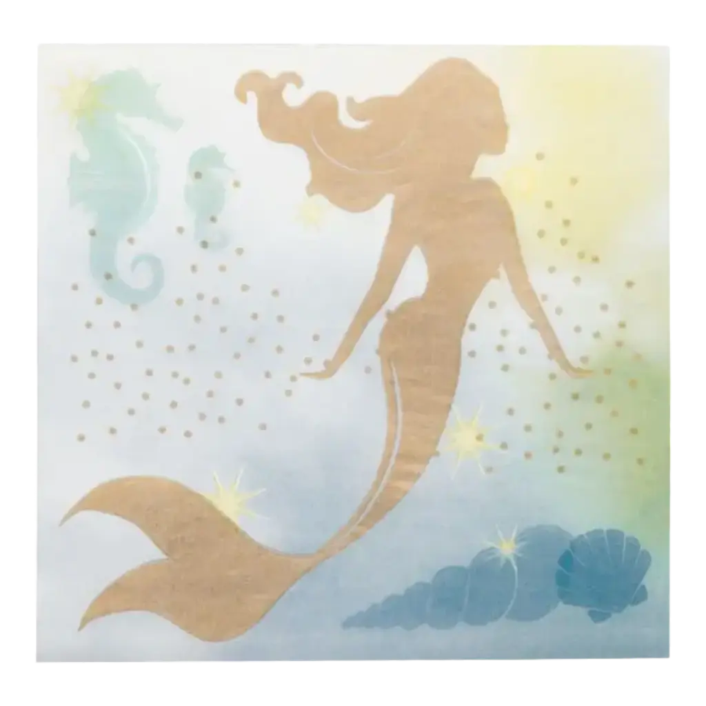 Blue and Gold Mermaid Paper Towels (Set of 20)