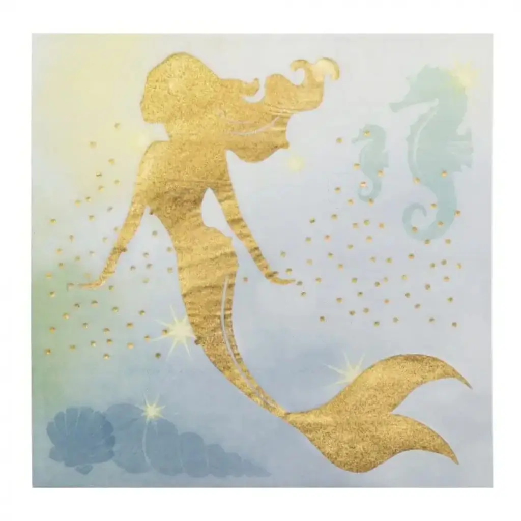 Blue and Gold Mermaid Paper Towels (Set of 20)