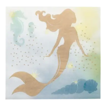 Blue and Gold Mermaid Paper Towels (Set of 20)