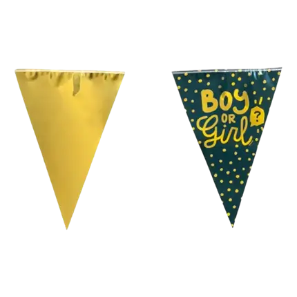 Boy or Girl black and gold pennant garland