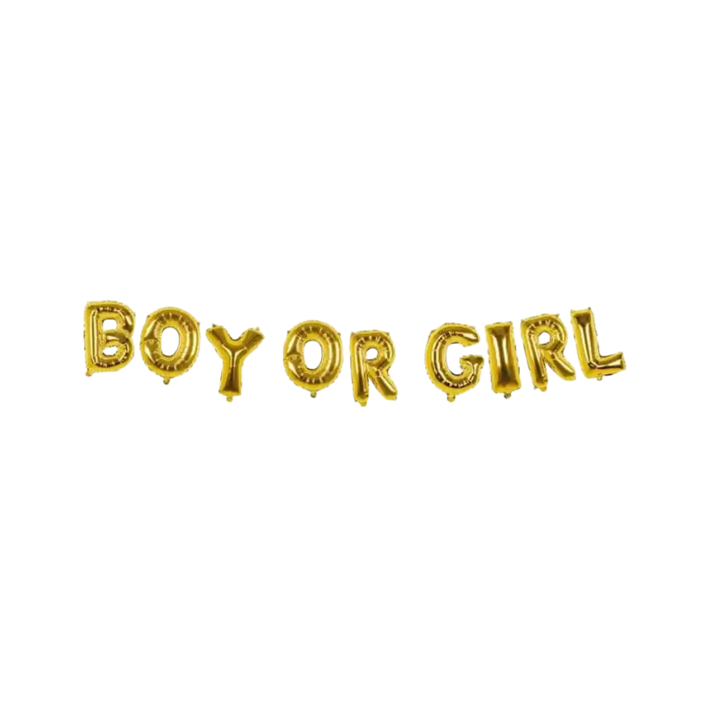 Boy or Girl" aluminium balloon garland Gold