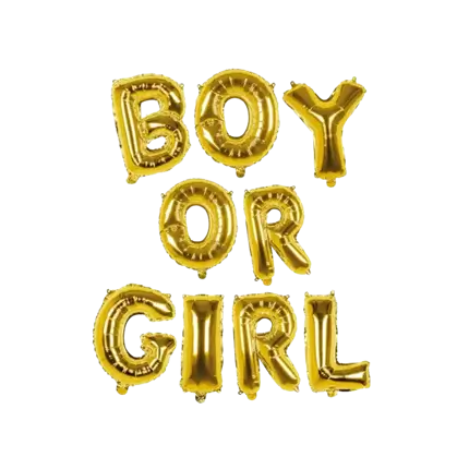 Boy or Girl aluminium balloon garland Gold