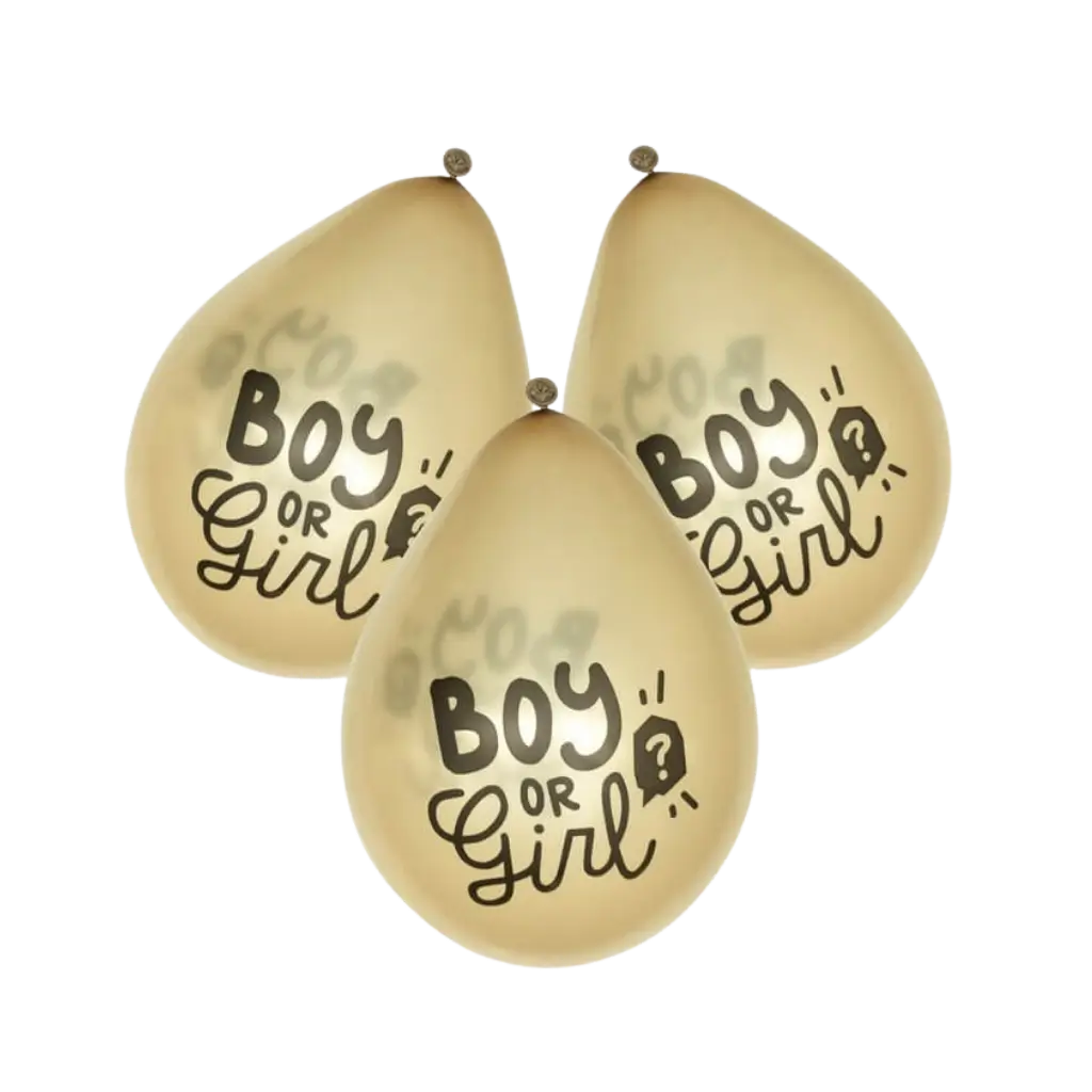 Boy or Girl" transparent balloons, black (set of 6)