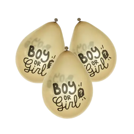 Boy or Girl transparent balloons, black (set of 6)
