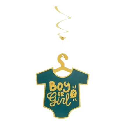 Boy or Girl decoration swirls in gold and black (set of 2)