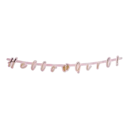 Pink cardboard letter garland Hello Girl