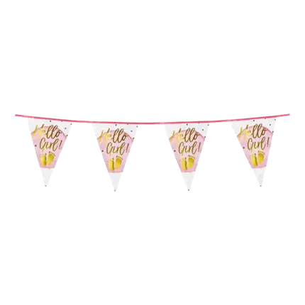 Hello Girl!' aluminium pennant garland