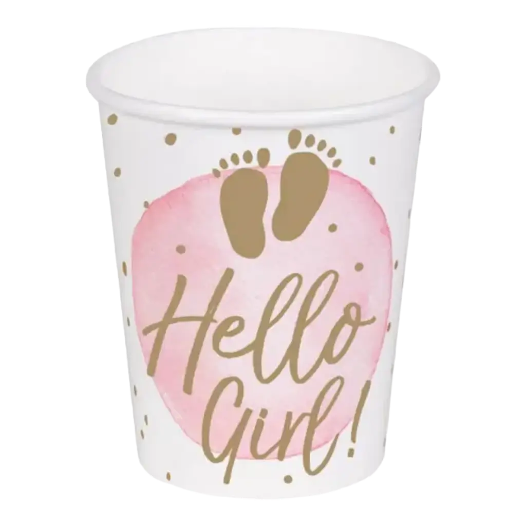 Hello Girl" pink paper cup (set of 10)