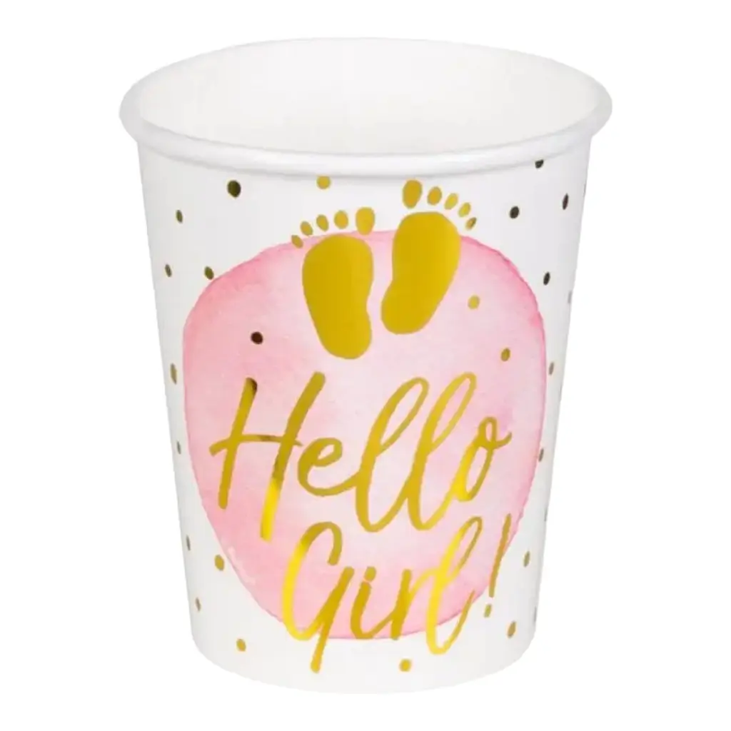 Hello Girl" pink paper cup (set of 10)