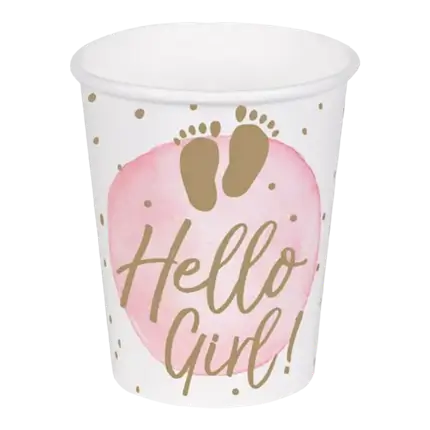 Hello Girl pink paper cup (set of 10)