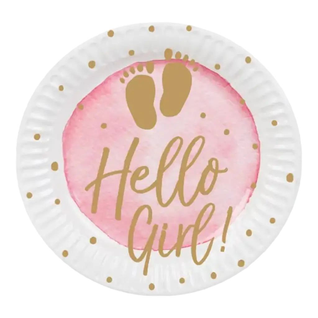 Hello Girl" paper plates, pink (set of 10)