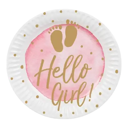 Hello Girl paper plates, pink (set of 10)