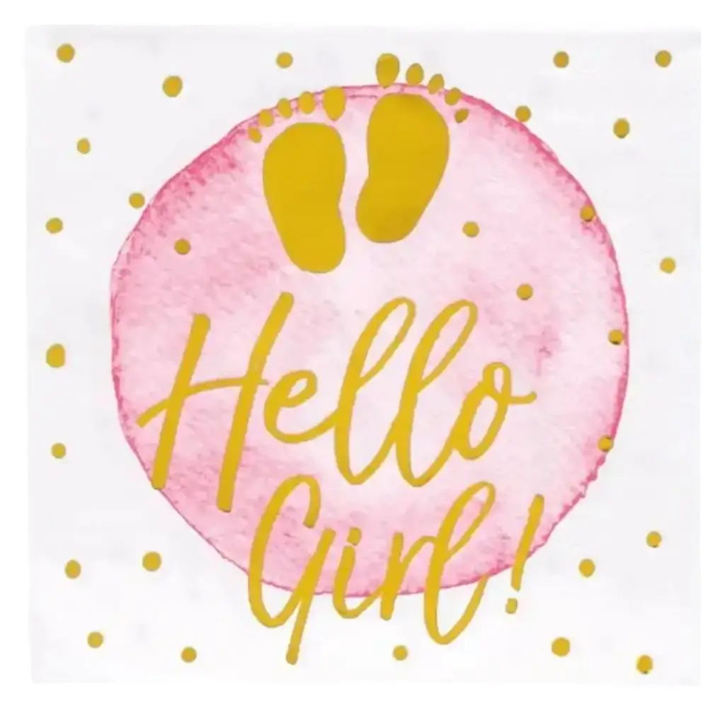 Hello Girl" paper towels pink (set of 20)