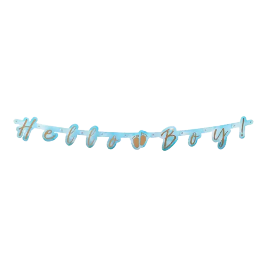 Blue cardboard letter garland "Hello Boy