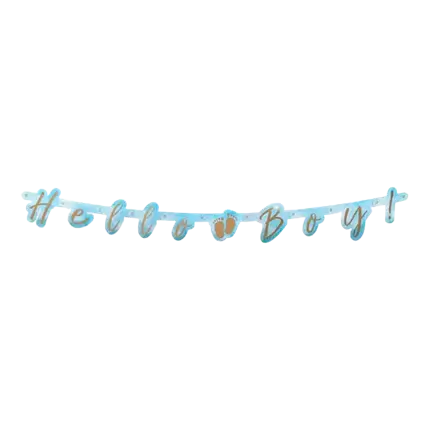 Blue cardboard letter garland Hello Boy
