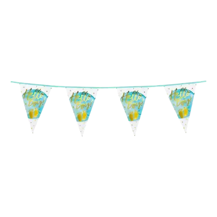 Hello Boy!' aluminium pennant garland