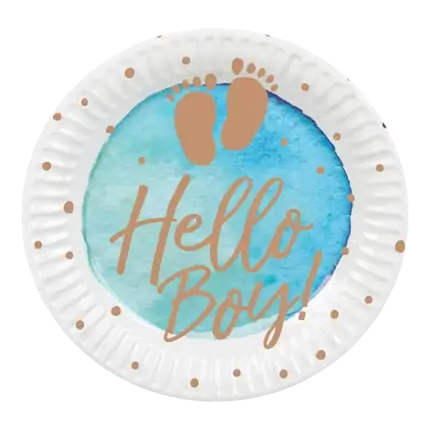 Paper plates Hello Boy blue (set of 10)